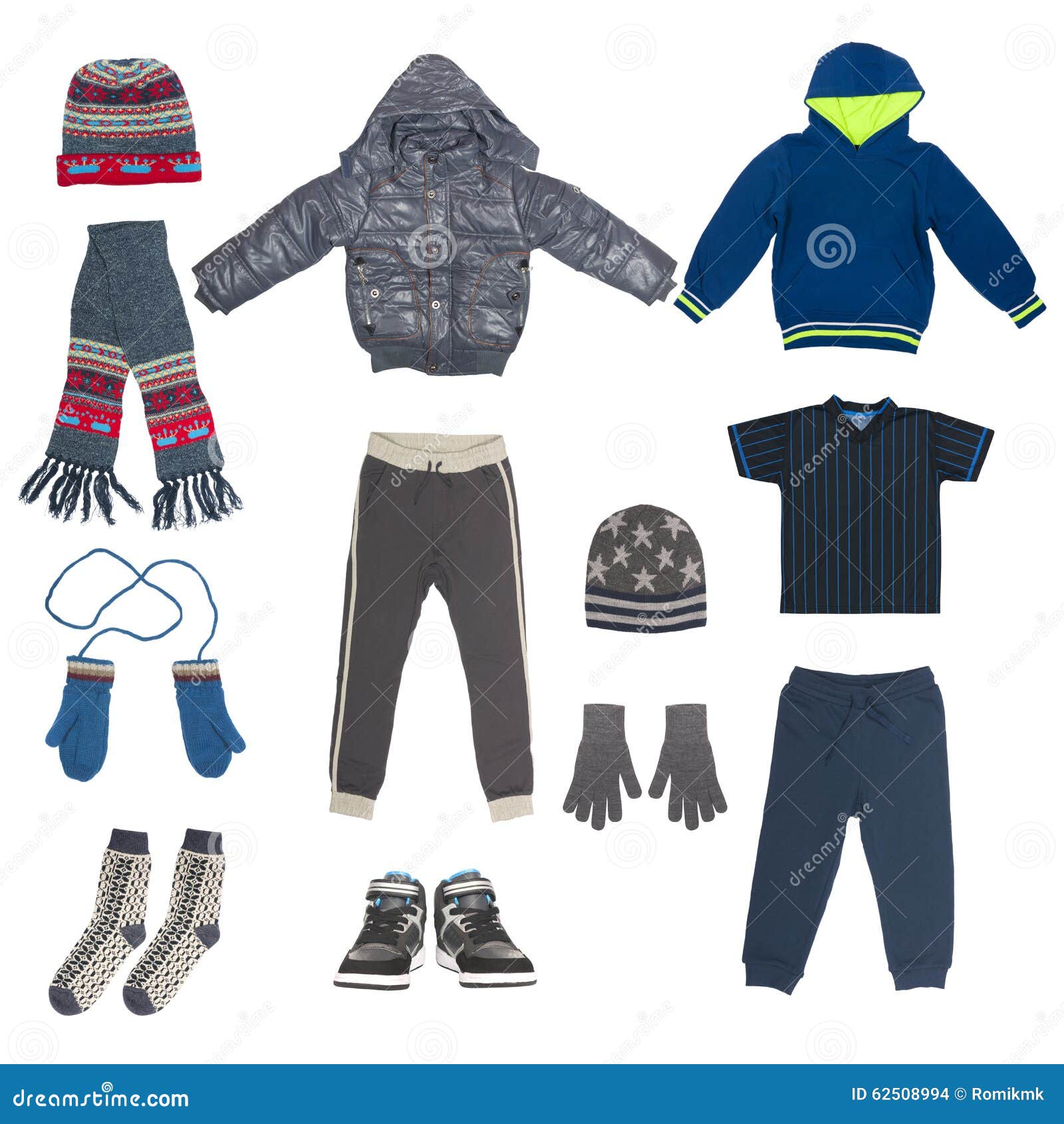 Set of Child Winter Clothing Stock Photo Image of gray, isolated