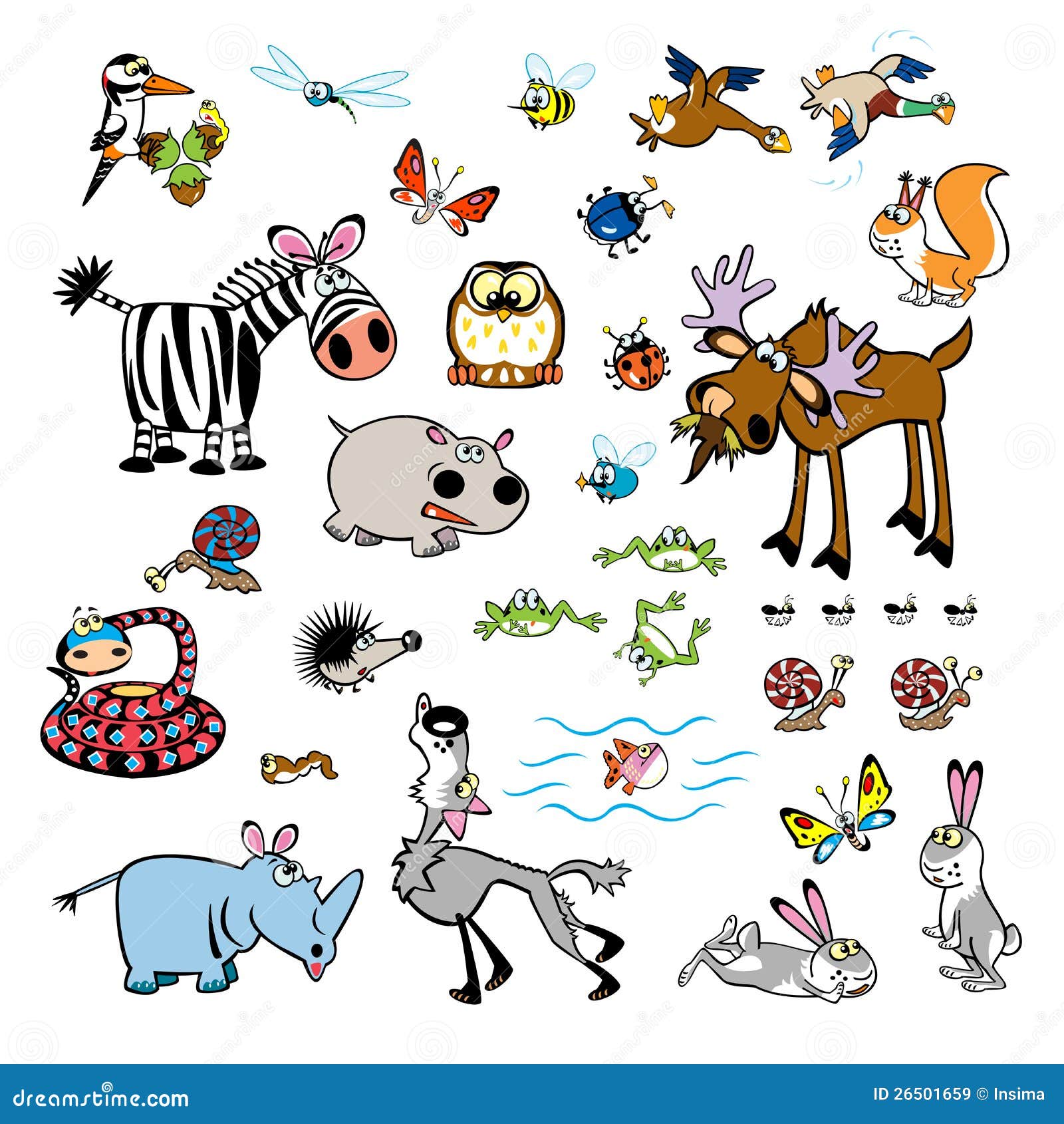 Set Of Childish Cartoon Wild Animals Royalty Free Stock Images - Image: 26501659