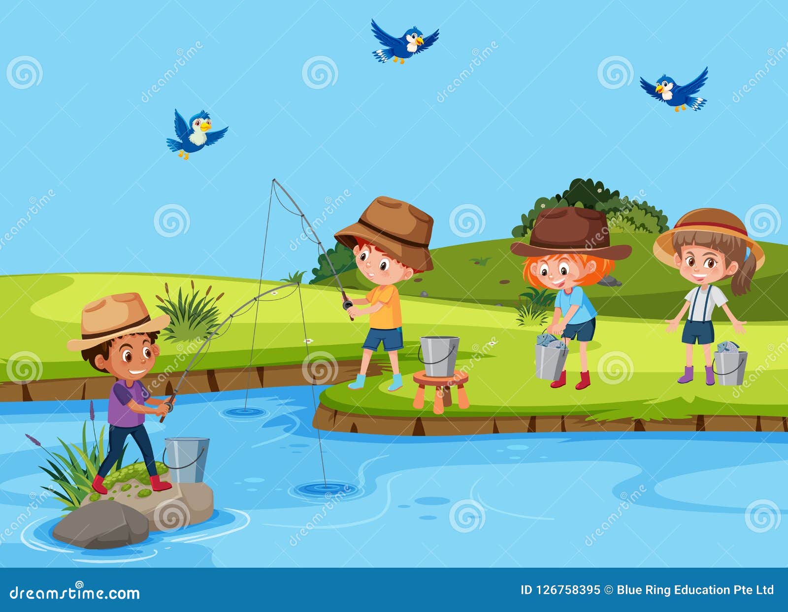 Children Fishing Stock Illustrations – 5,705 Children Fishing