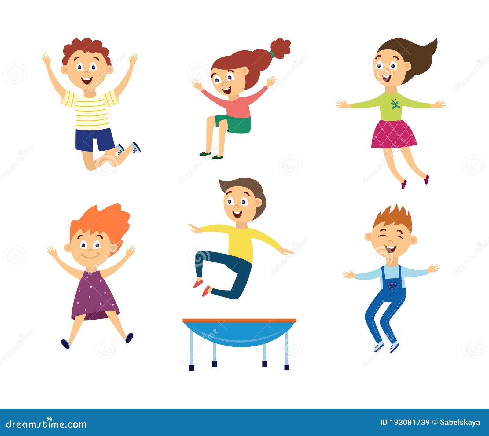 Group of cheerful children in a jump cartoon Vector Image