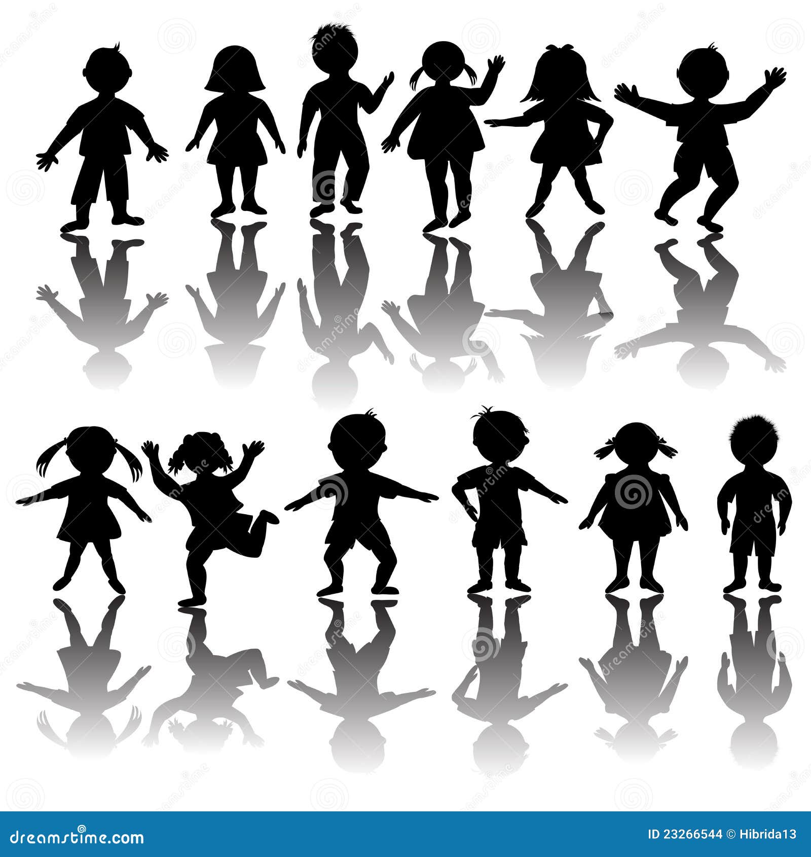 Set of Children Silhouettes Stock Vector - Illustration of shadow, play ...