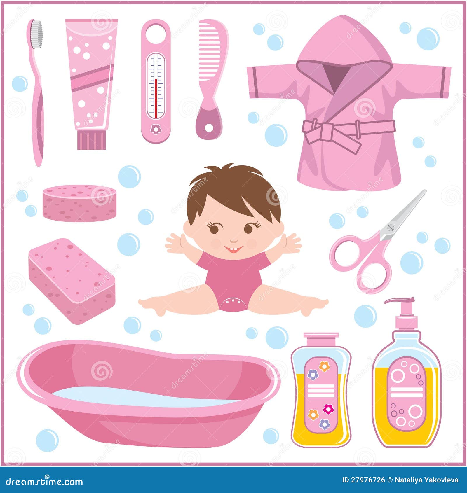 Set of Childrens Things for Bathing Stock Vector Illustration of