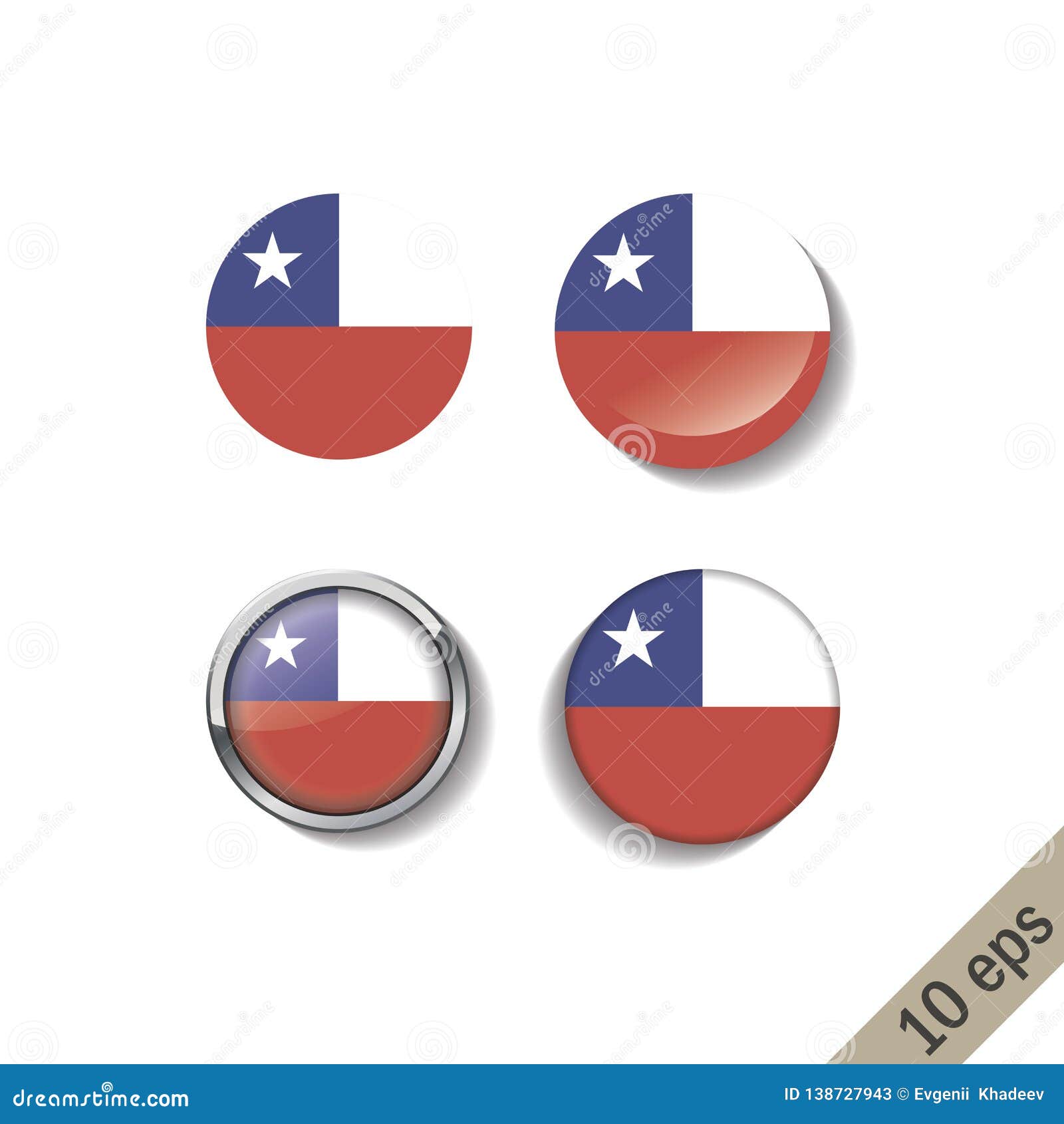 Set of CHILE Flags Round Badges. Stock Vector Illustration of marker