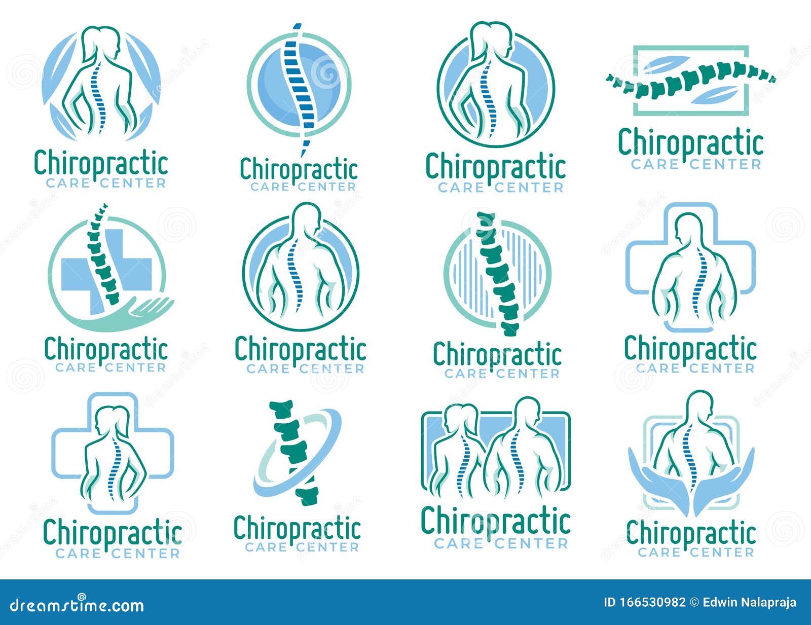 a set of chiropractic logo , spine health care medical  or icon pack or collection