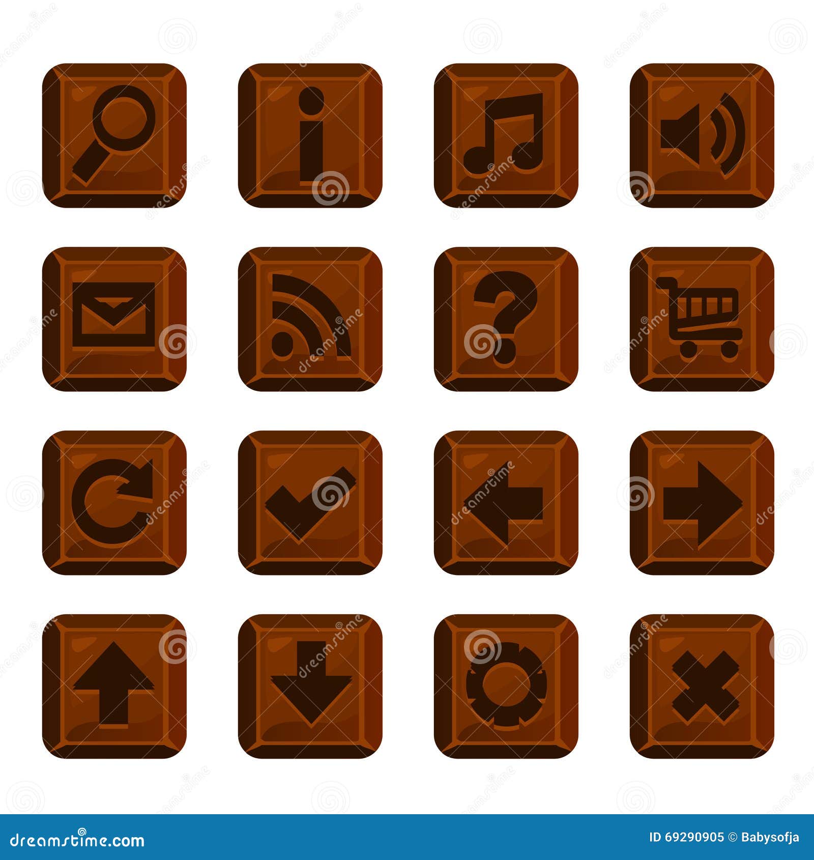 Set of Chocolate Buttons with Different Shapes Stock Vector