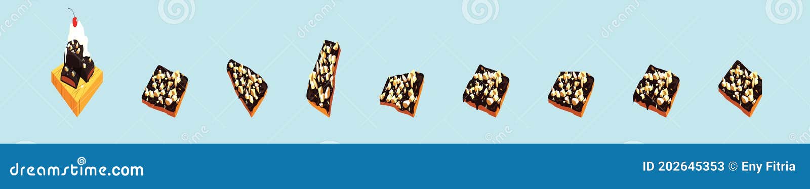 set of chocolate english toffee topped with nuts. cartoon icon  template with various models. modern  