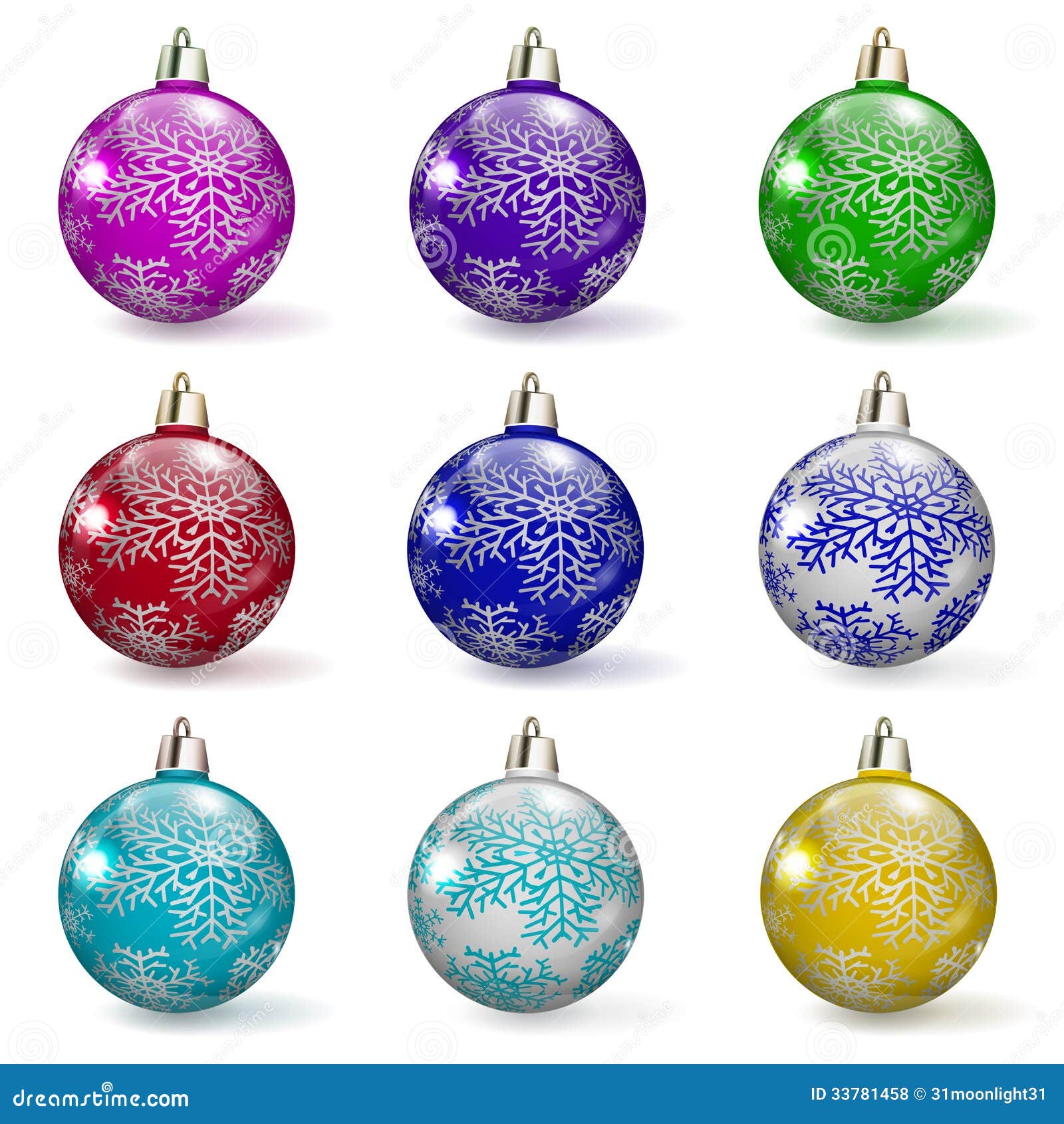 Set of Christmas balls stock vector. Illustration of multicolor 33781458