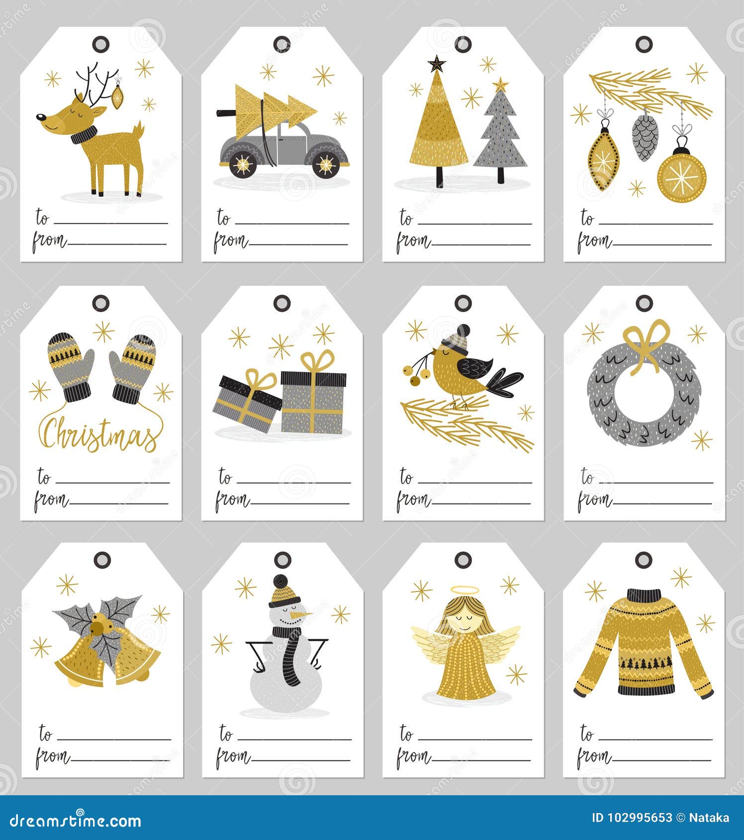 set of christmas gift tags