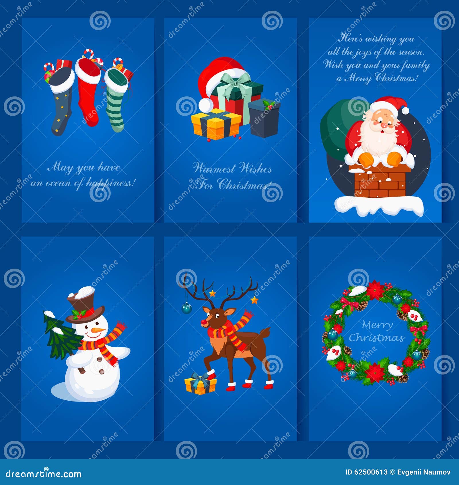 Set Of Christmas And New Year Greeting Cards Stock Vector