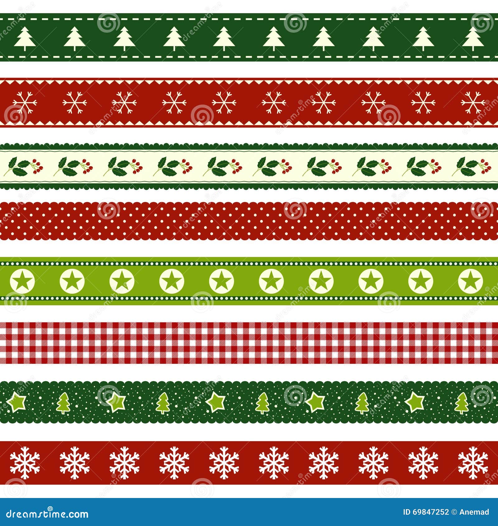 Set of Christmas ribbon patterns. Set of eight Christmas ribbon patterns