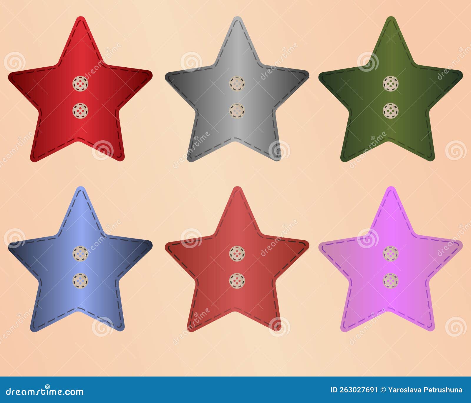 Set Christmas Star with Buttons Stock Vector Illustration of january