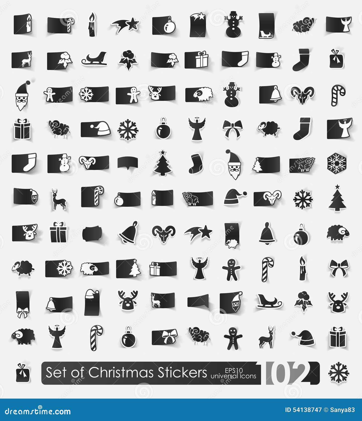 Set of Christmas stickers stock vector. Illustration of geometric