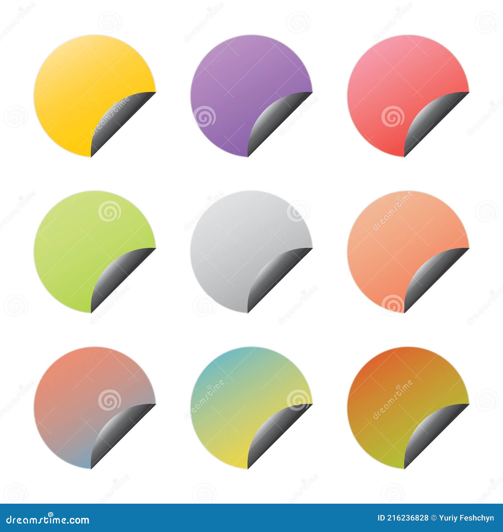 Set of Circle Stickers with Corners. Blank Template Banner for Your 