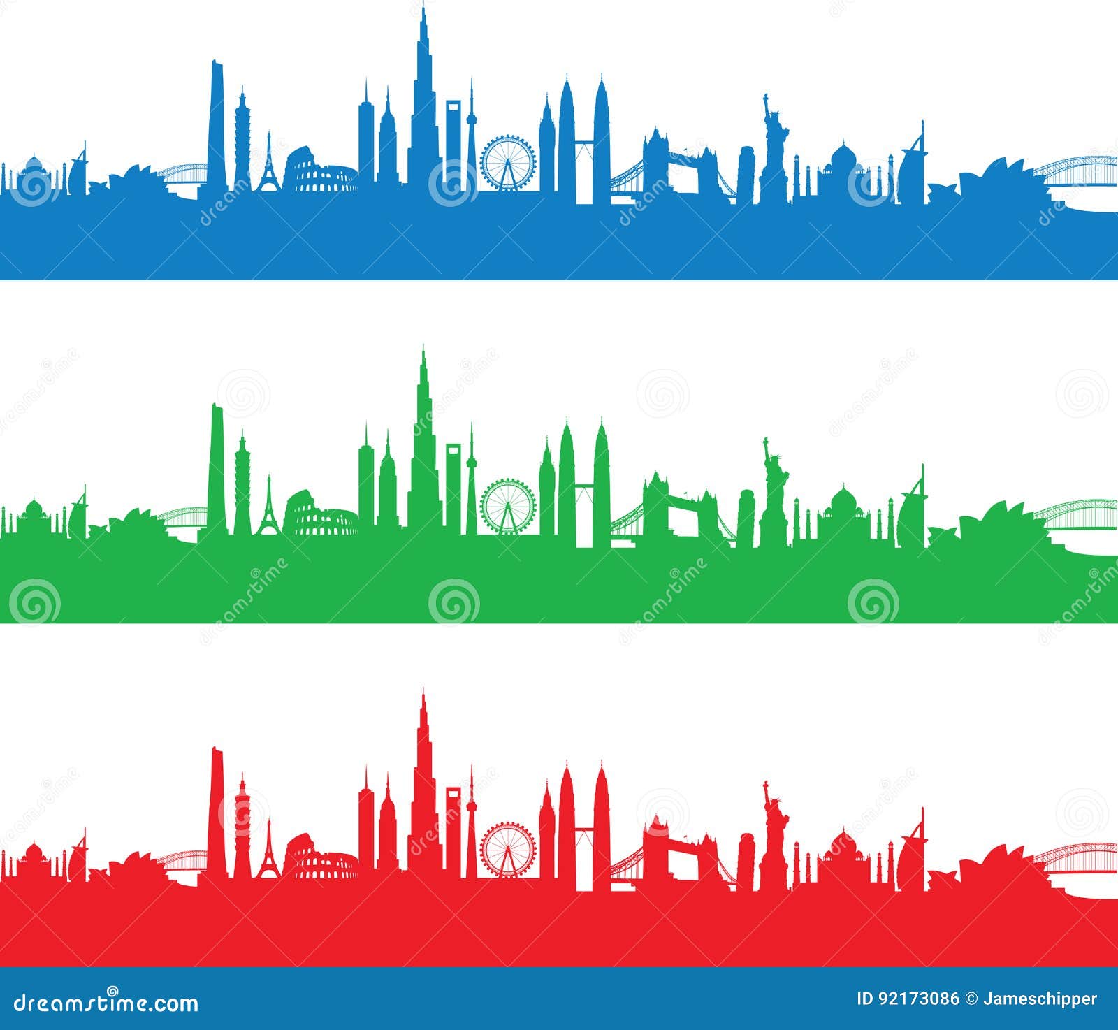 set of cityscapes