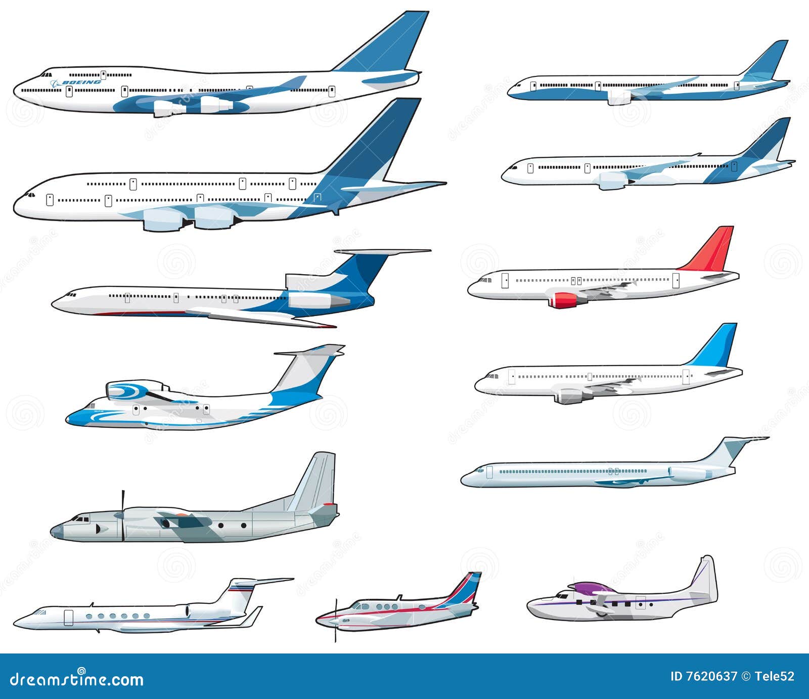 set of civilian airplananes