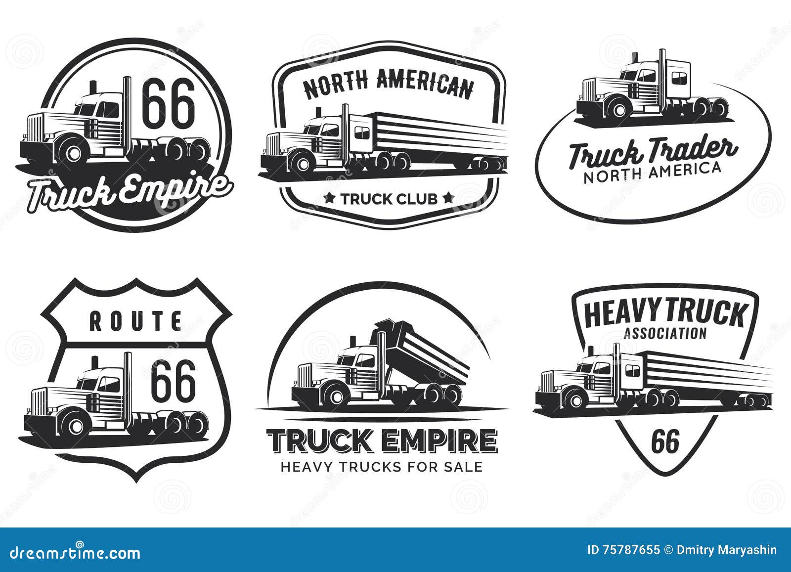 set of classic heavy truck logo, emblems and badges.