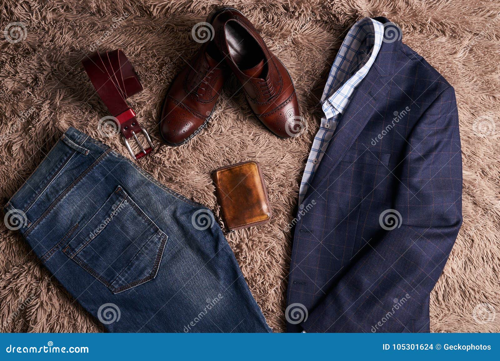 Set of Classic Men`s Clothes Stock Photo - Image of lifestyle, jeans ...