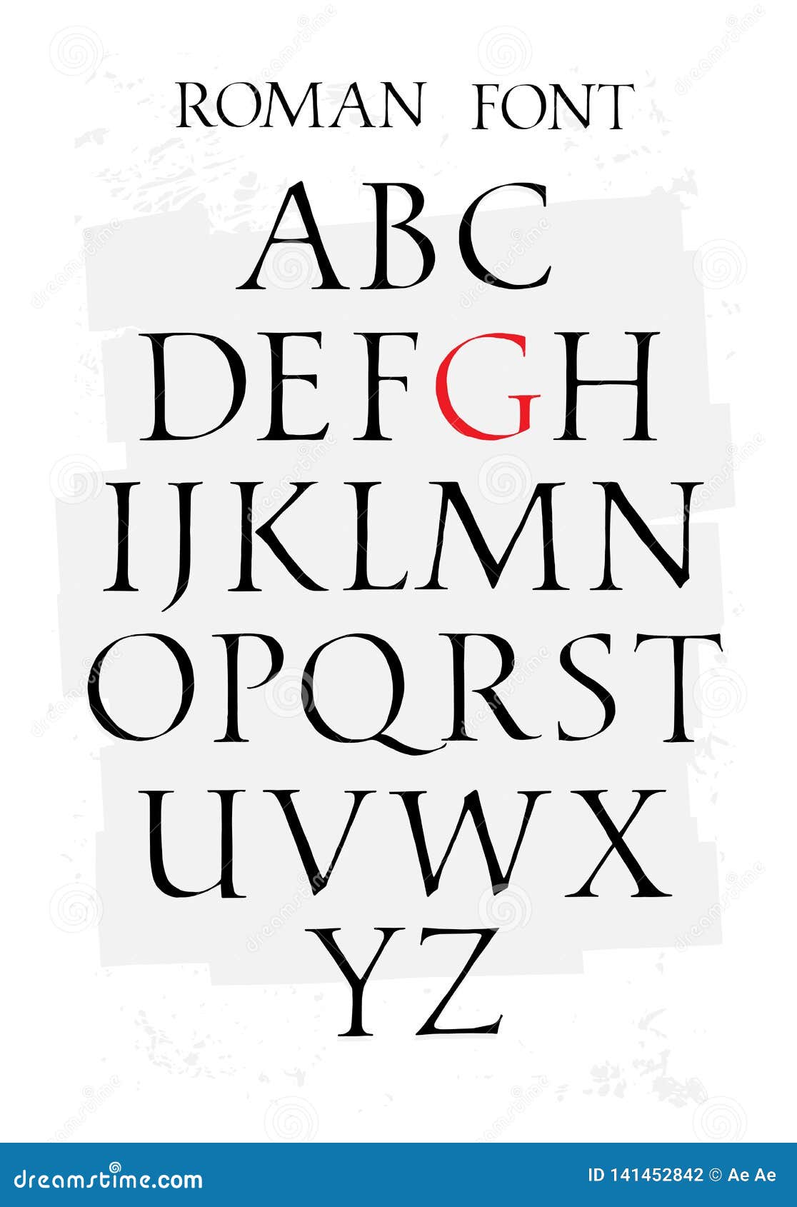 Set of Classic Roman Font. Vector. Capital Letters. Uneven Ancient Font