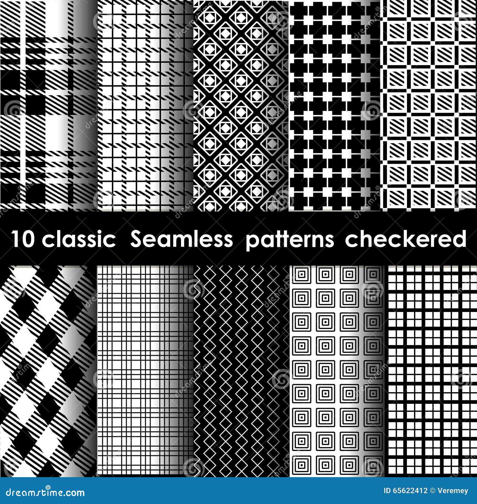 Set of 10 Classic Seamless Checkered Patterns Stock Vector ...