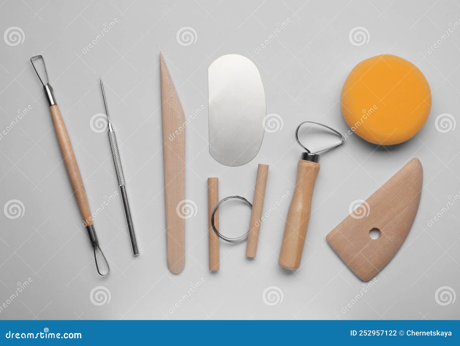 Set of Clay Modeling Tools on White Background, Flat Lay Stock Photo -  Image of industry, modelling: 252957122