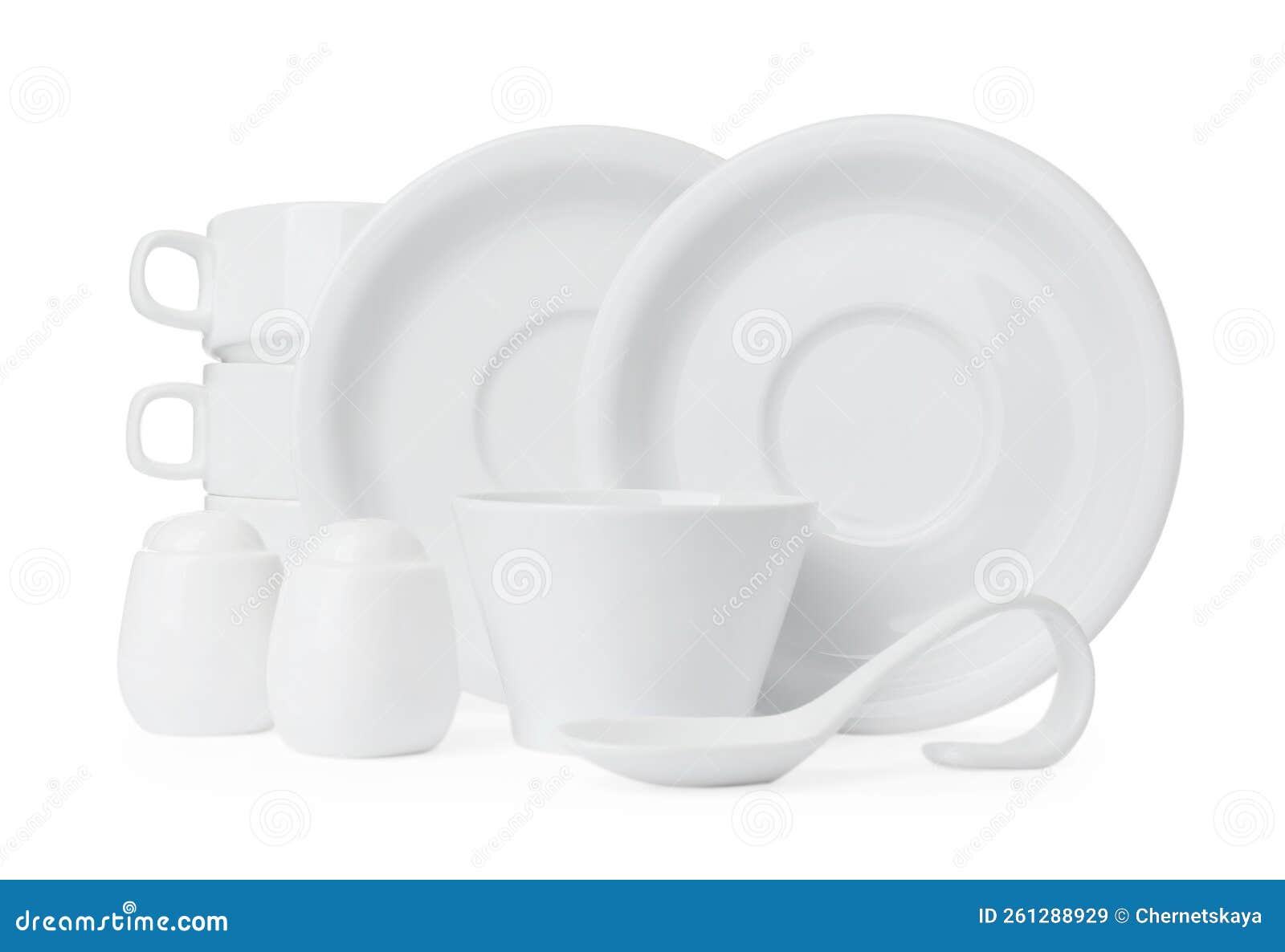 Set of Clean Dishware Isolated on White Stock Image Image of serving