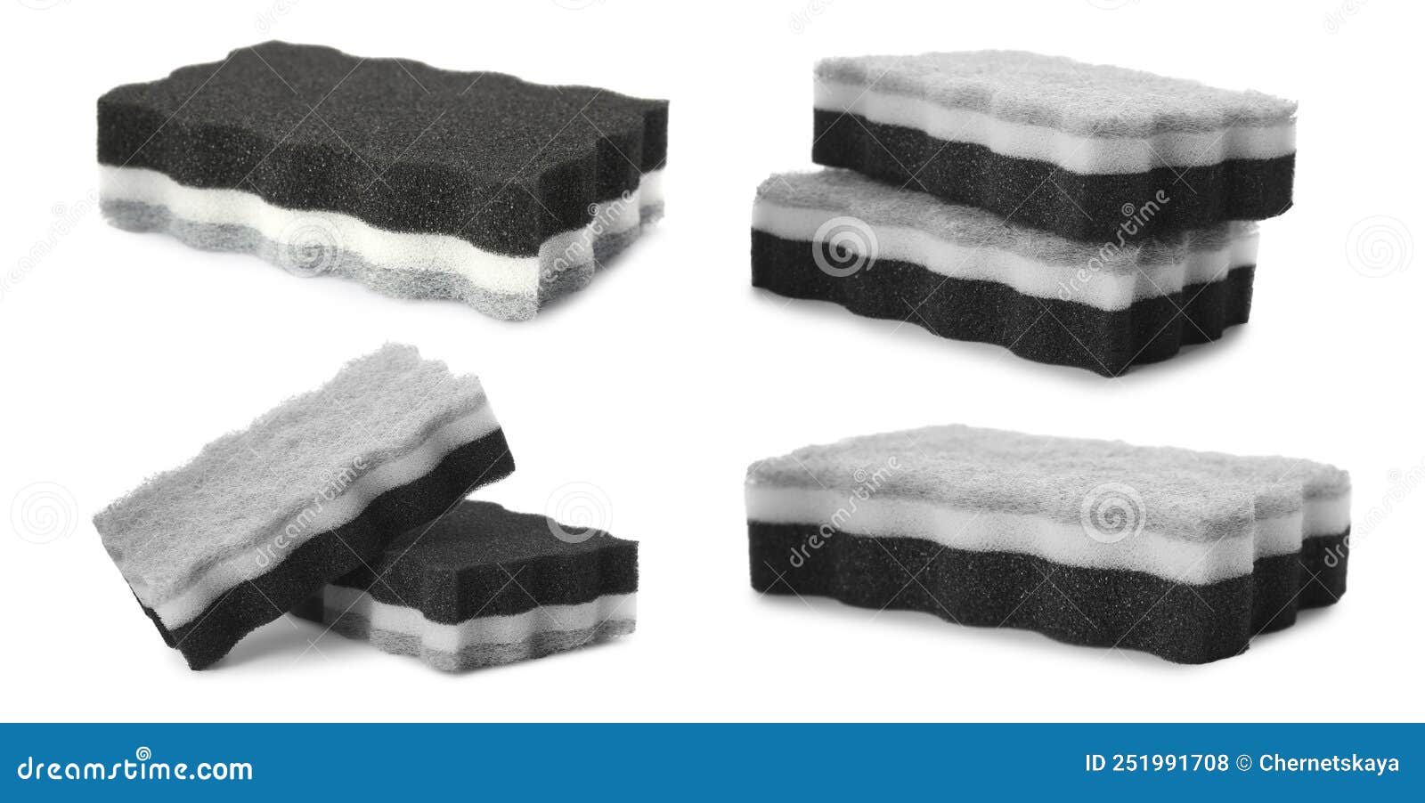 Set with Cleaning Sponges on White Background Stock Photo Image of