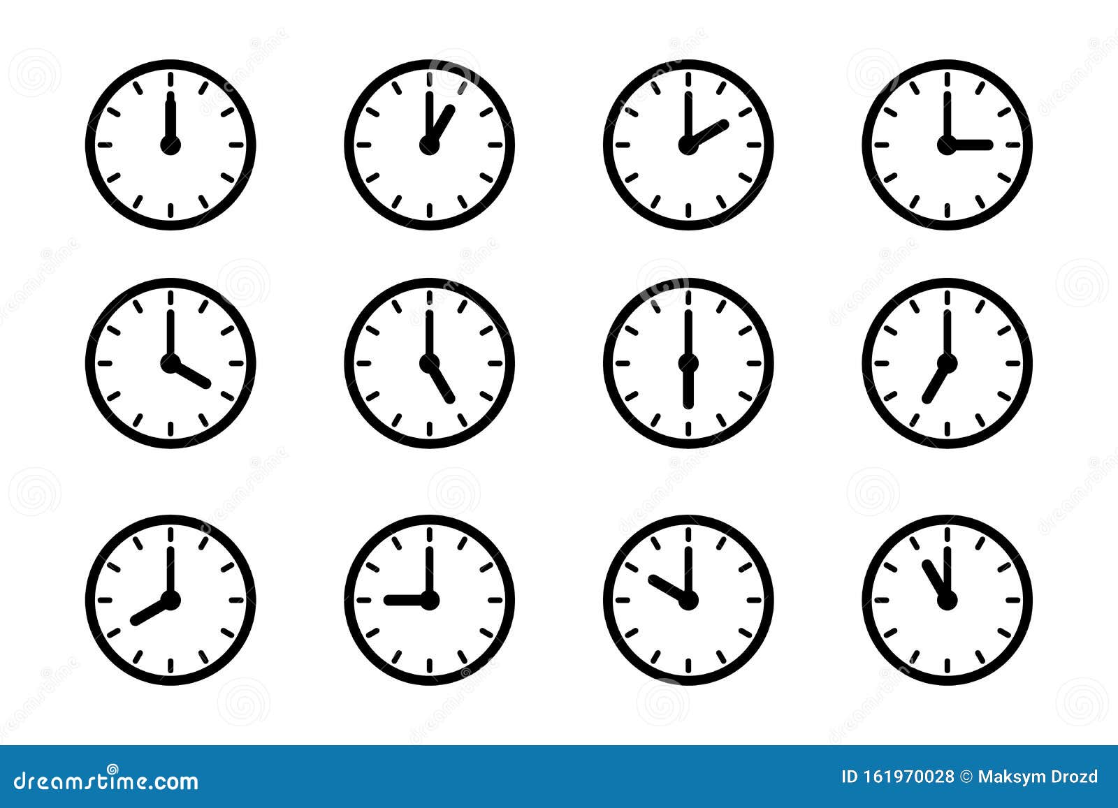 Set of Clock Icon, Isolated Icons Stock Illustration - Illustration of ...