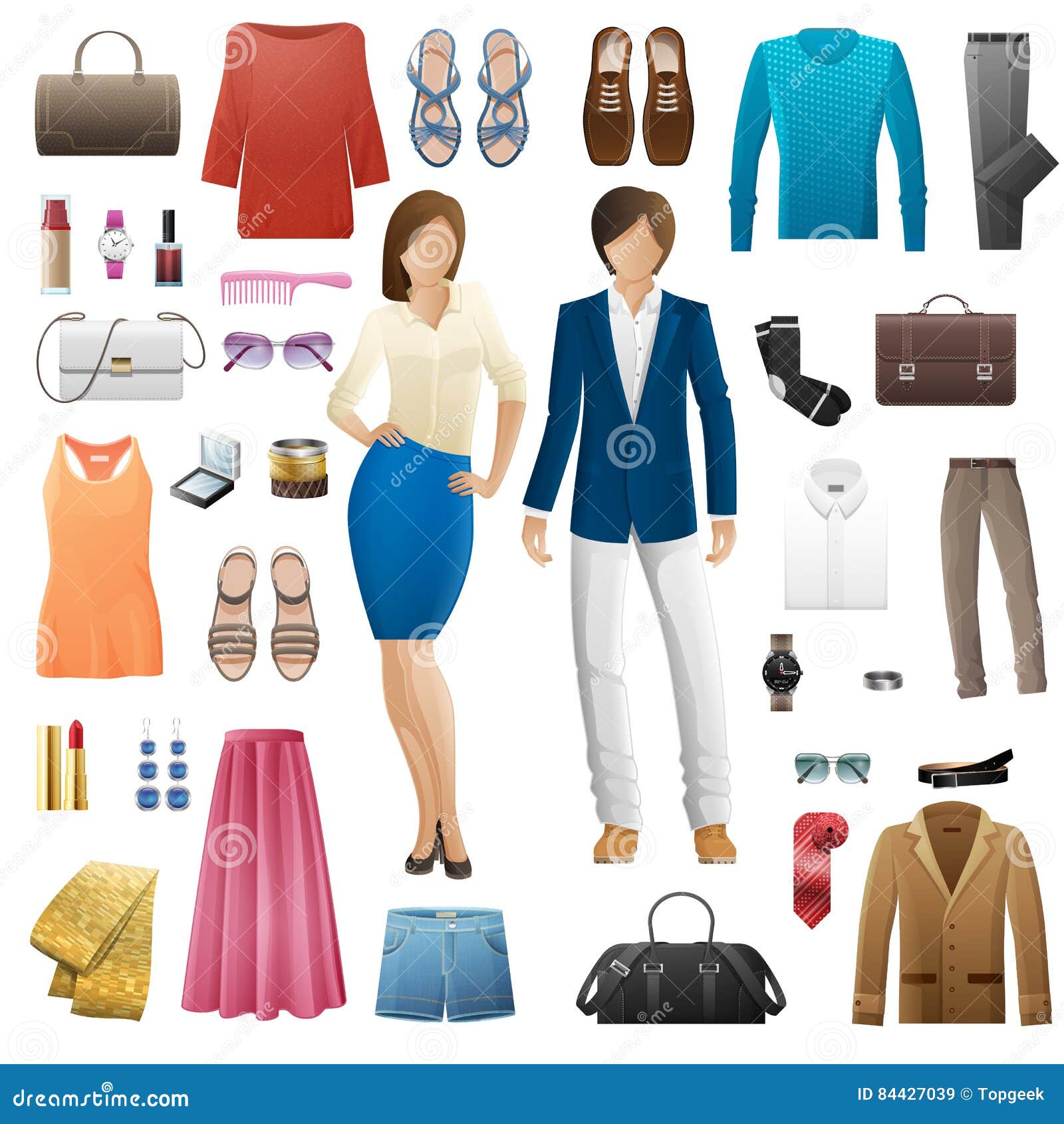 Set Of Clothes Fashion Look Style Flat Design Stock Vector