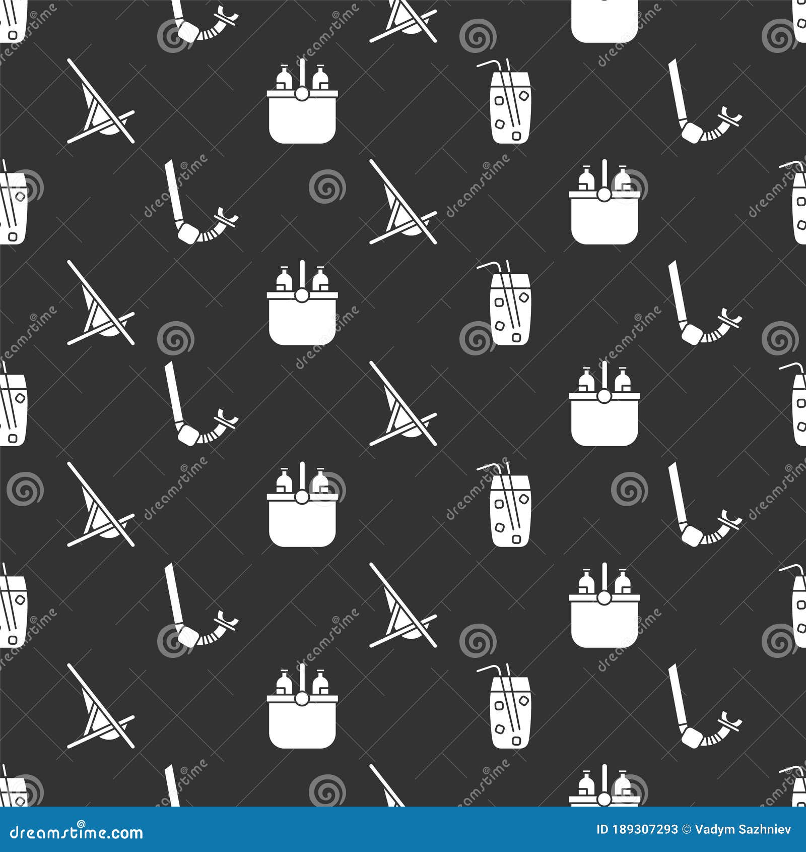 Set Cocktail and Alcohol Drink, Snorkel, Sunbed and Cooler Bag and