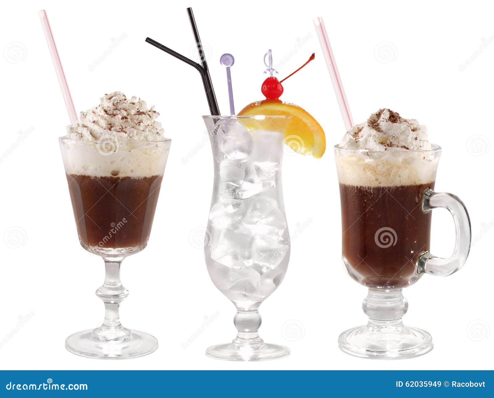 Set of Coffee and Alcoholic Cocktail Stock Image - Image of glass
