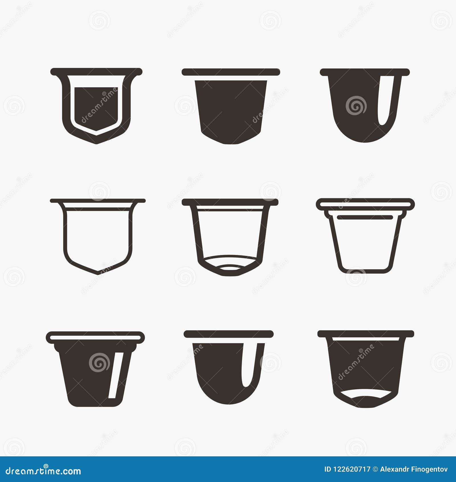set of the coffee capsules.  flat icons.