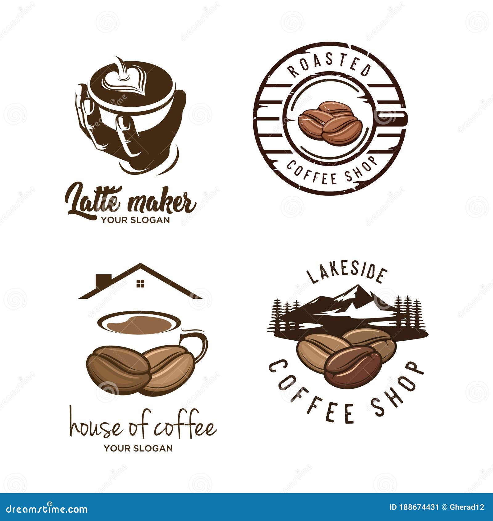 Set of coffee logo designs stock illustration. Illustration of bean