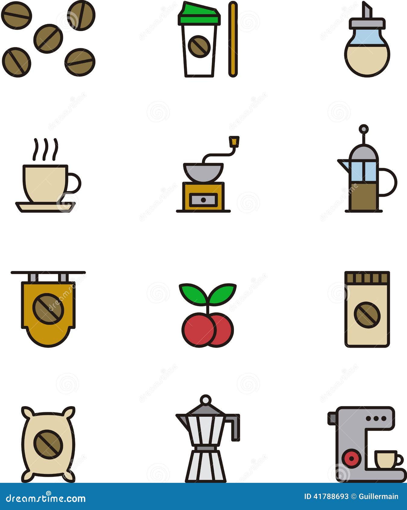Set of Coffee Related Icons Stock Vector Illustration of roast
