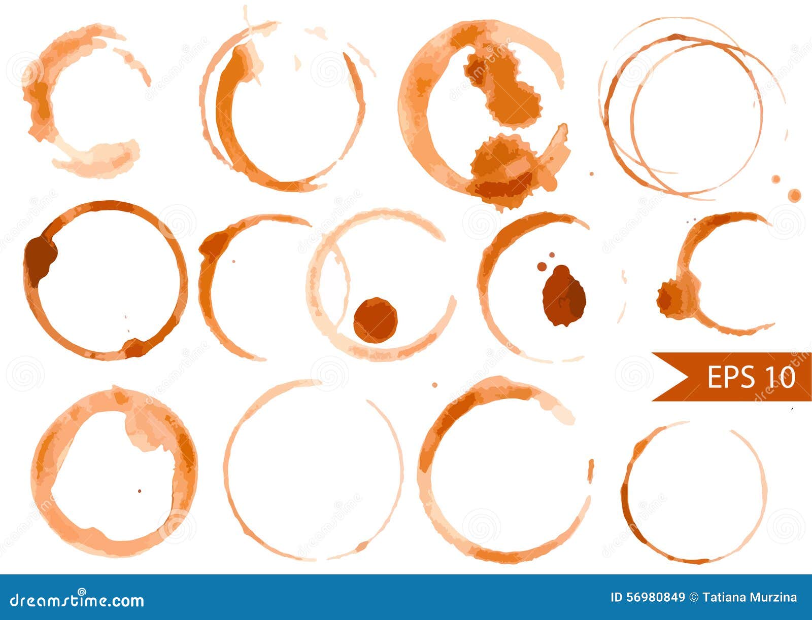 Set of Coffee and Tea Stains Stock Vector Illustration of wineglass
