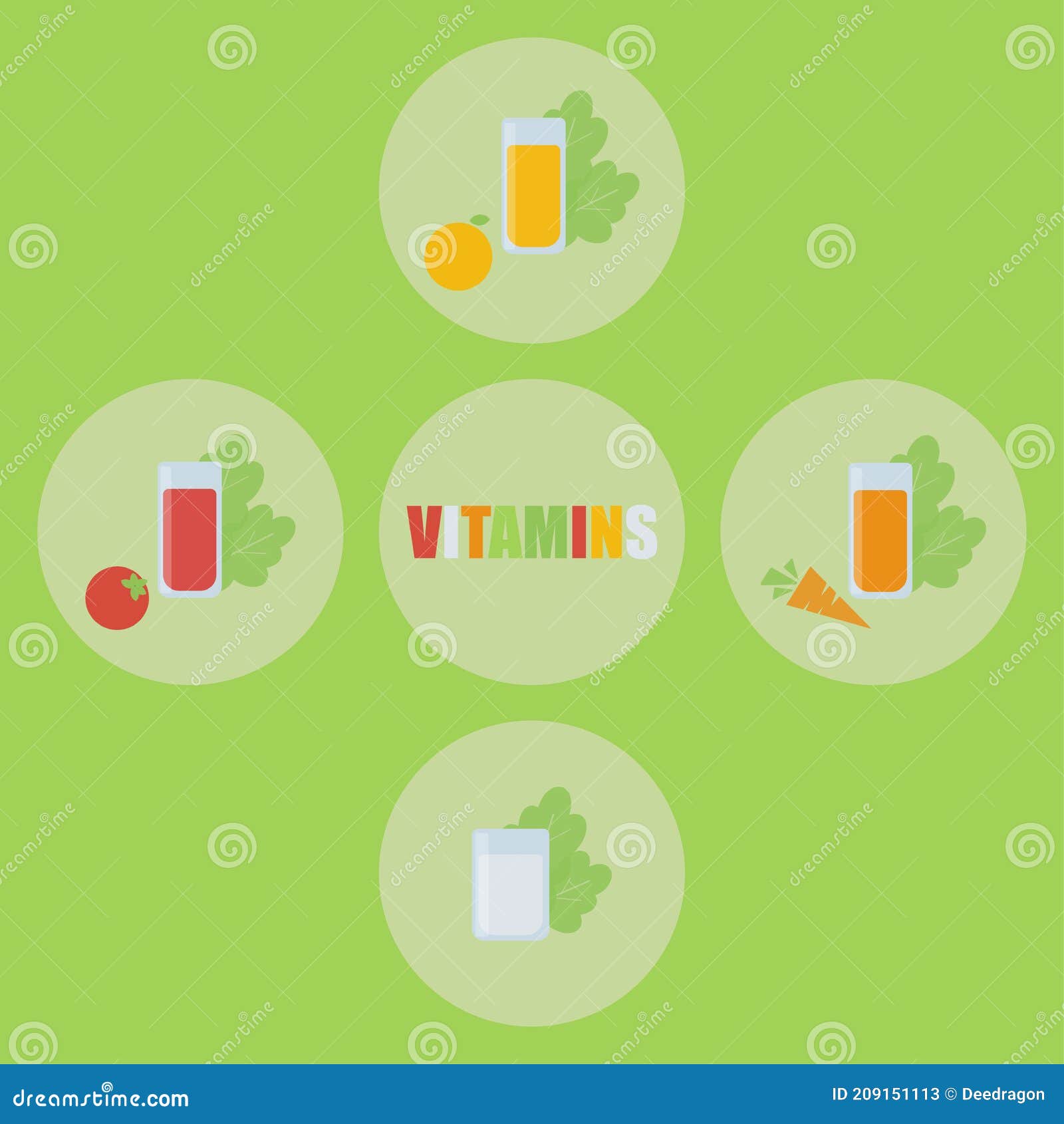 set of cold fresh juices  created in flat green cicle icon