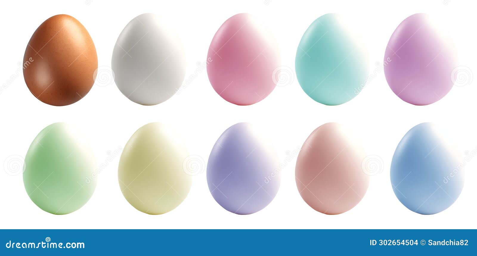 set collection of colourful pastel plain blank egg eggs easter on transparent cutout, png