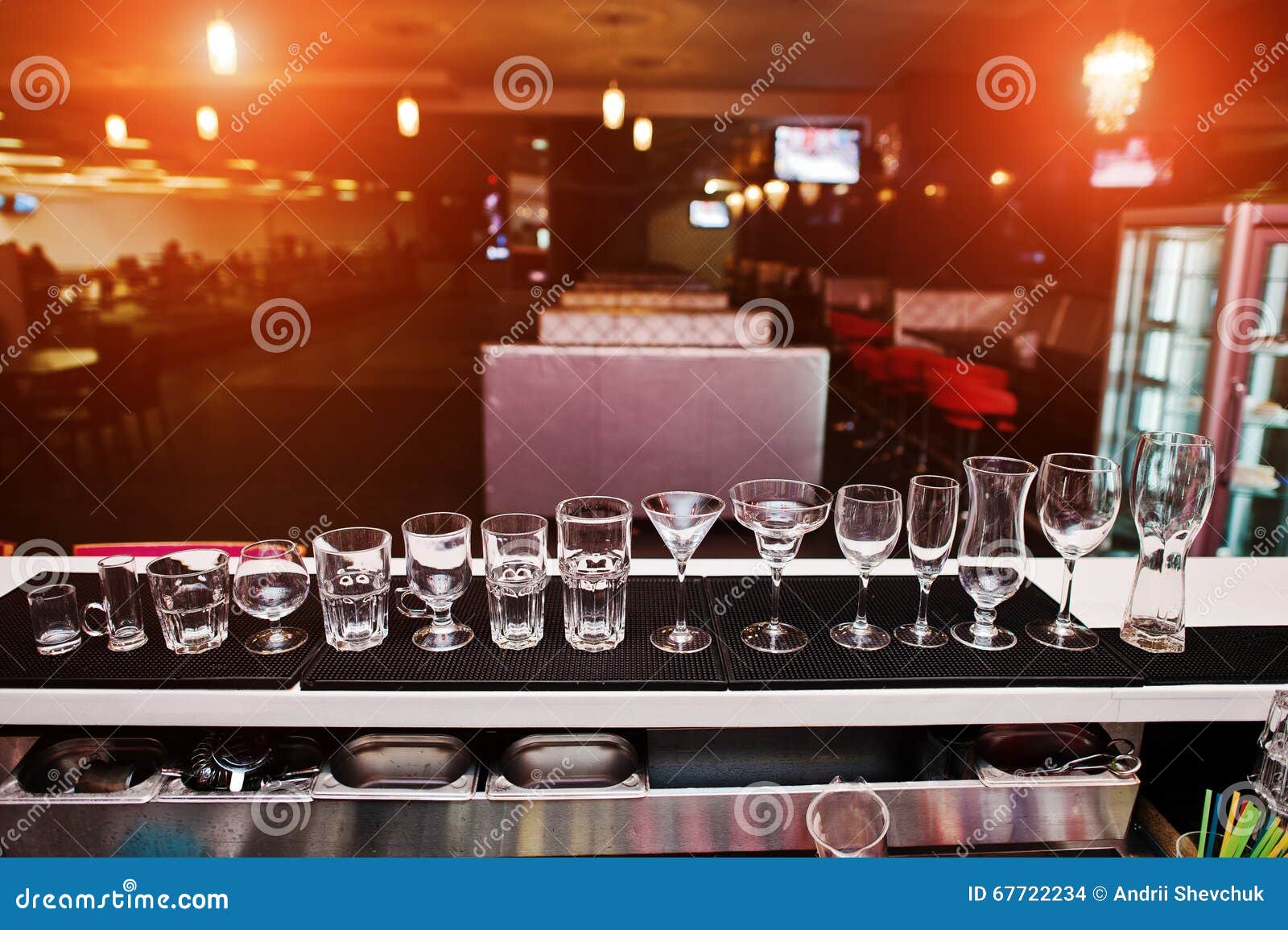 Set of Collection Cup Glasses for Bar Drinks Stock Photo Image of