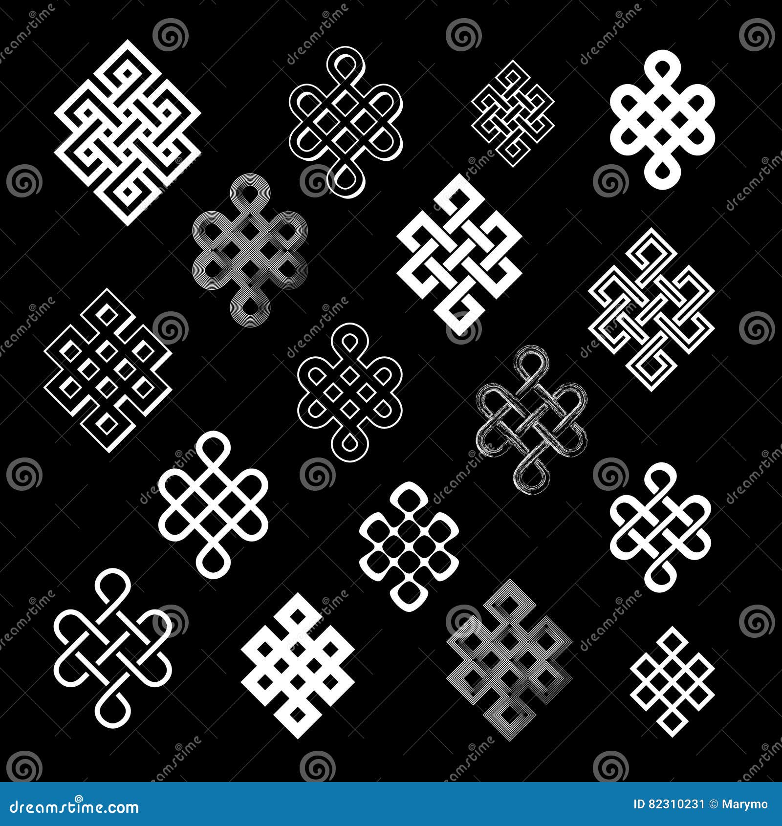 Set Collection of the Endless Knots Stock Vector - Illustration of ...