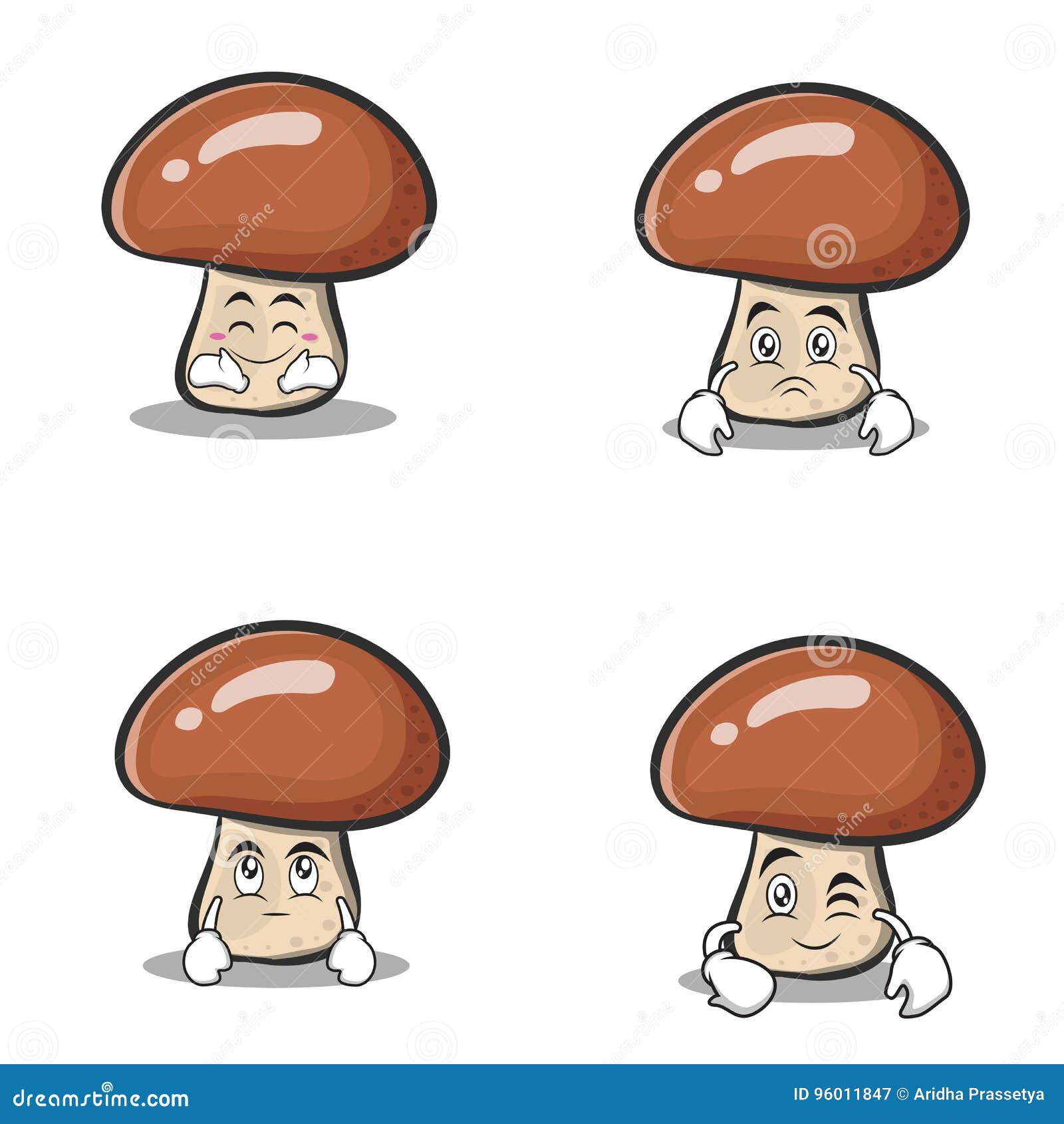 Set Collection Mushroom Character Cartoon Stock Vector Illustration