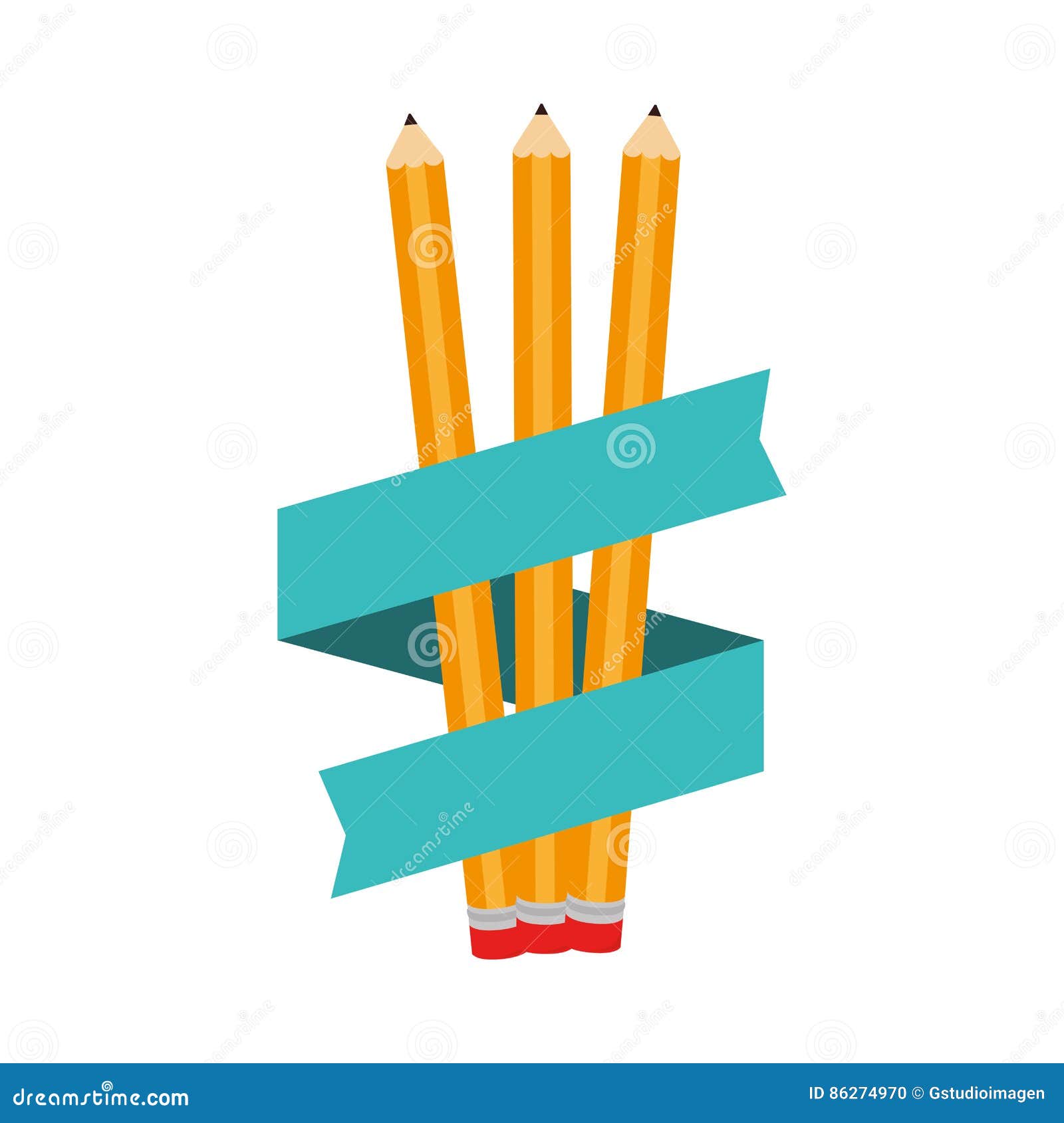 Set Collection Pencil with Ribbon Stock Vector Illustration of