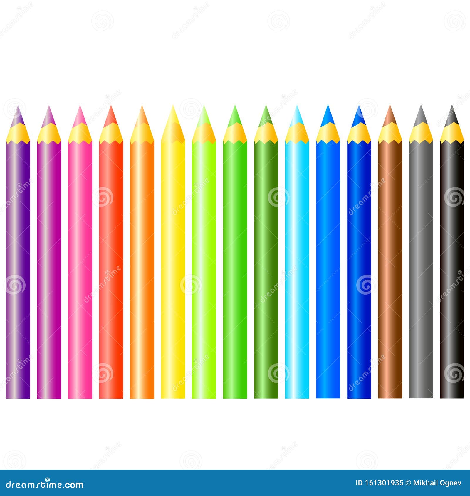 Set of color art pencils stock vector. Illustration of colored 161301935