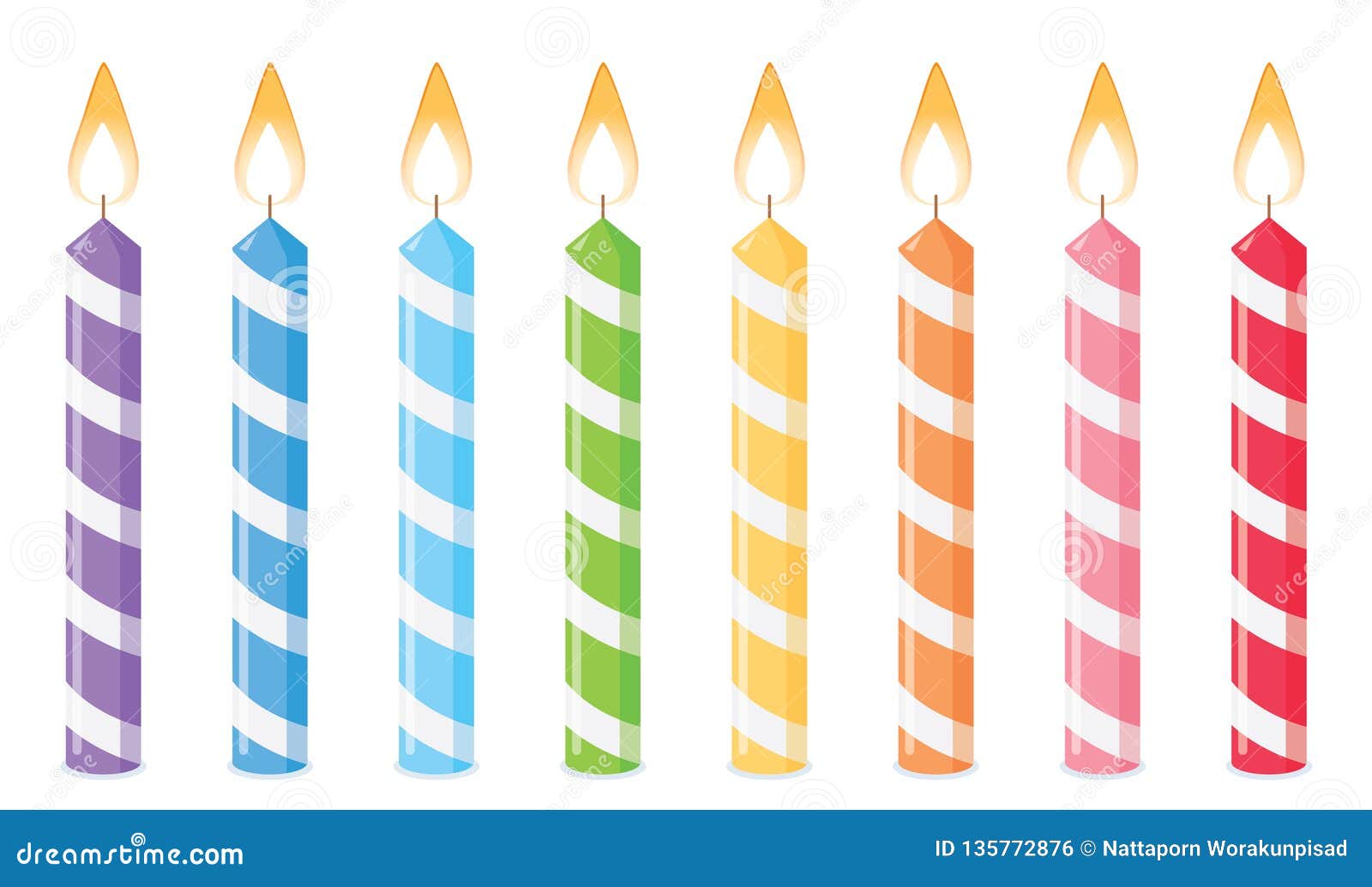 Birthday Candles on White Background. Stock Vector Illustration of