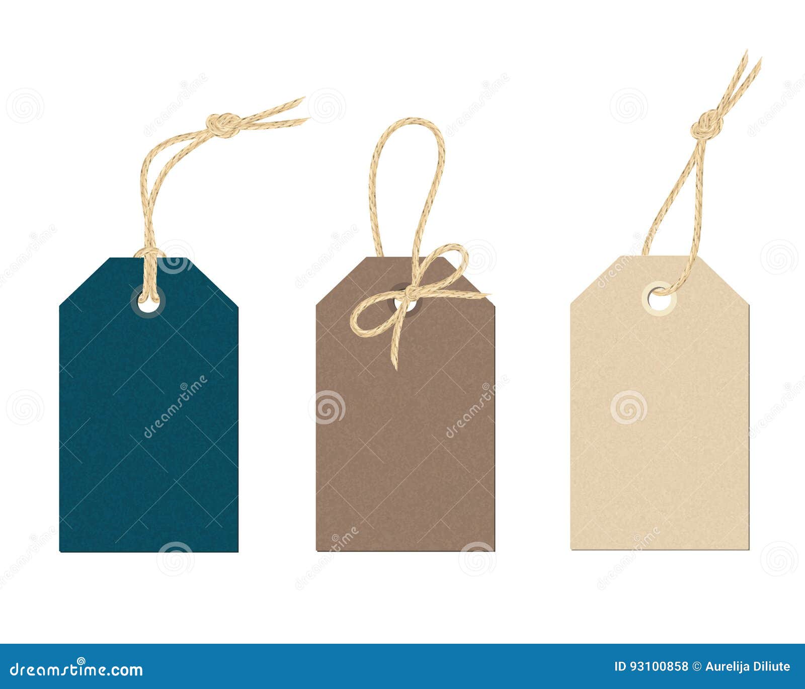 Set of Color Card Labels with Linen String Knots Stock ...