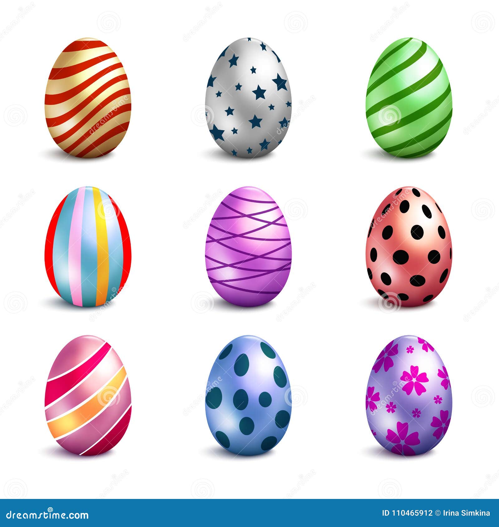 Set of color Easter eggs stock vector. Illustration of easter - 110465912
