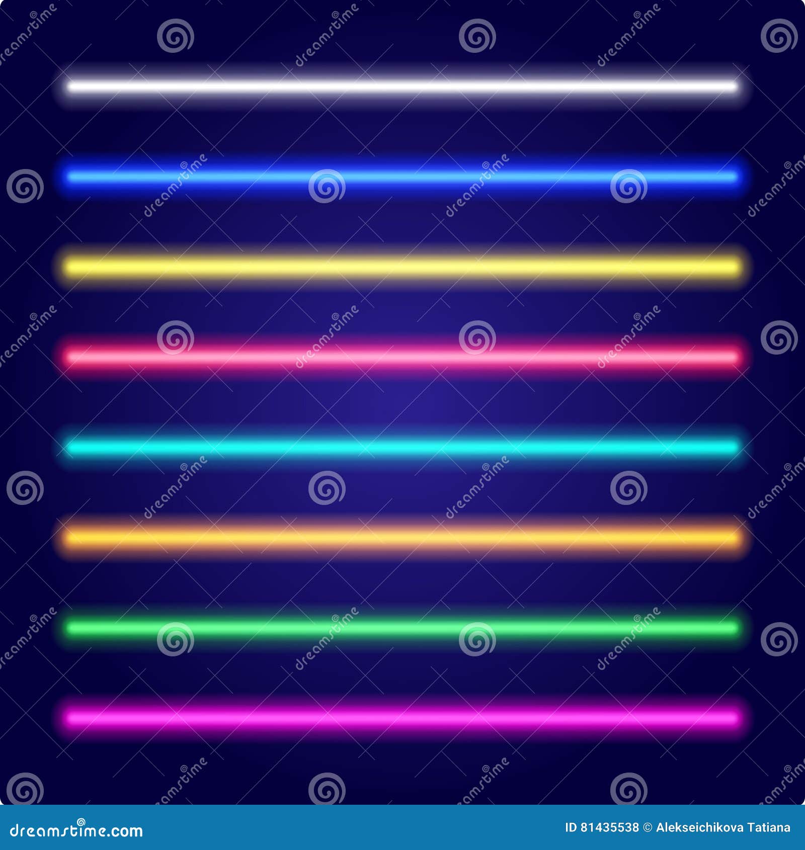 Set of Color Laser Beams. Neon Tube Light. Vector. Stock Vector Illustration of neon, colorful