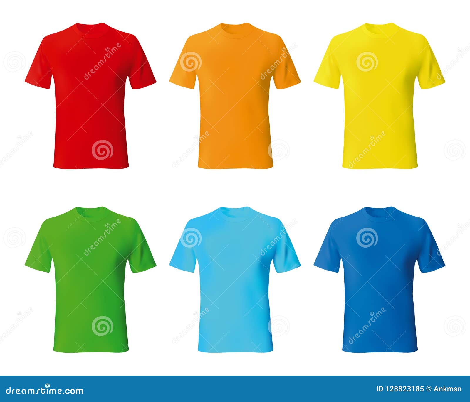 Set Color Male Tshirt Template Realistic Mockup Stock Vector ...