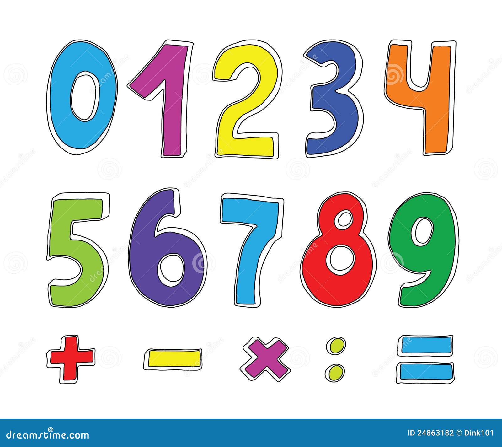 Set of color numbers stock vector. Illustration of clip - 24863182