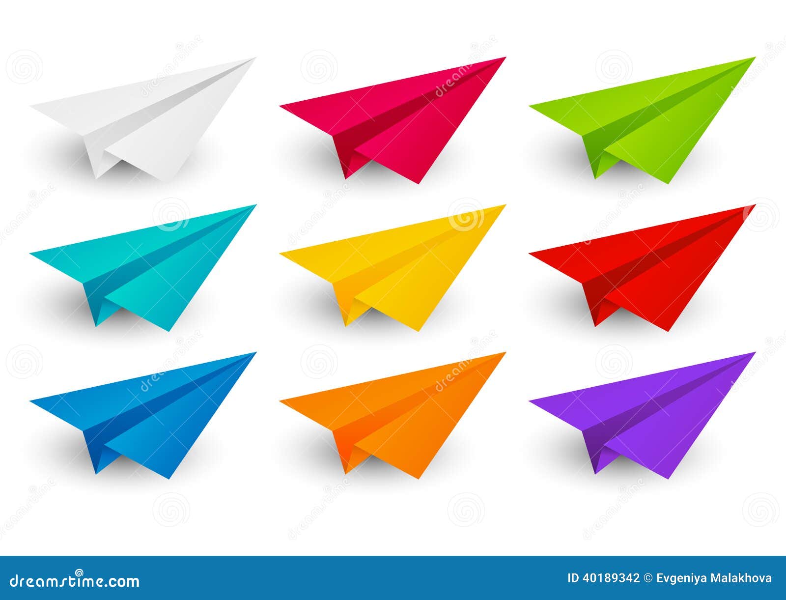 set of color paper airplanes