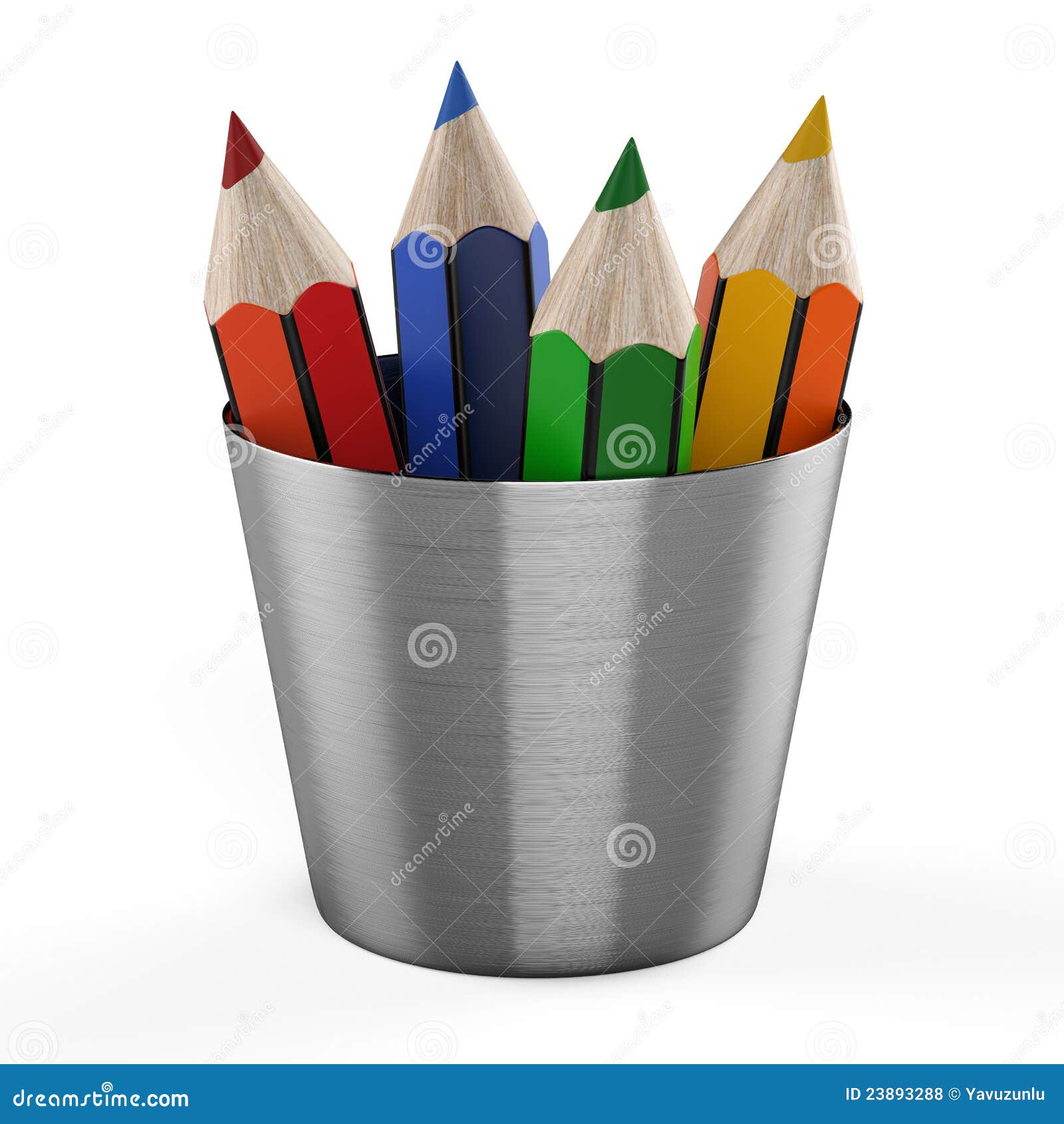 Set of Color Pencils in Holder Isolated on White B Stock Illustration