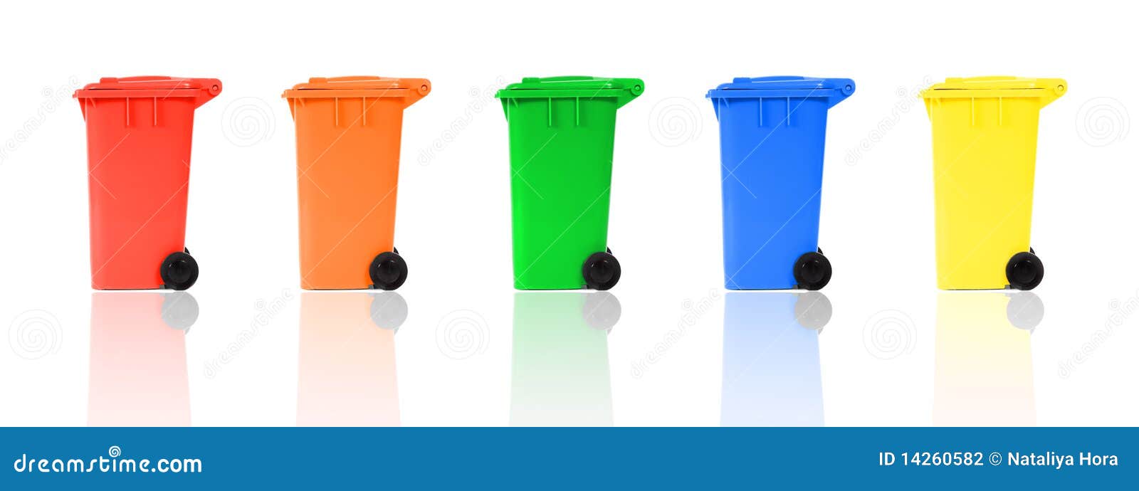 Set of Color Recycling Bins Stock Photo Image of background, refuse